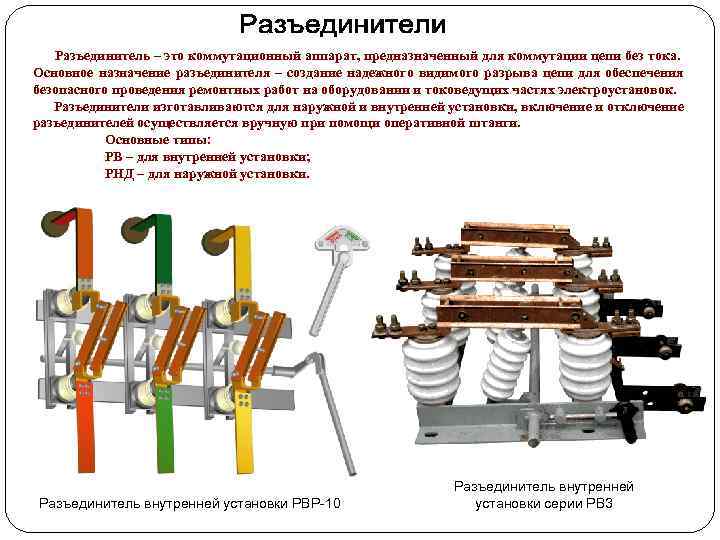 Высоковольтные разъединители: назначение, устройство, классификация, требования